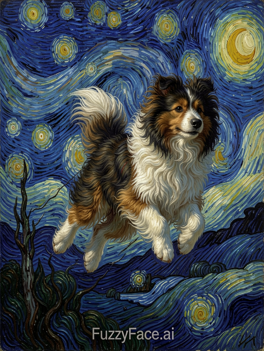 FuzzyFace Dog in Starry Sky